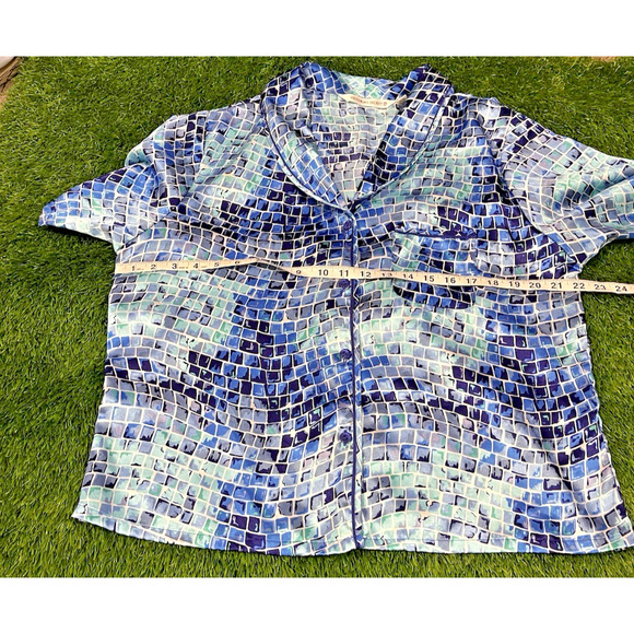 Victoria's Secret Pink Heart Label Blue 90's Mosaic Pajama Short Set SZ Large - Picture 4 of 11